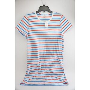 NWT J.Crew Striped T-Shirt Womens Medium White Red Blue BR902 Pocket Tee
